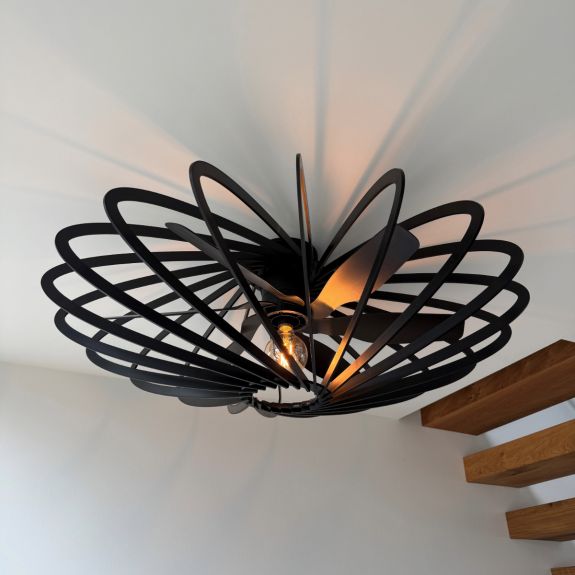 Plafond Ventilator-lamp 100 cm Zwart - sfeerfoto