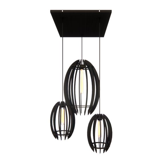 Ovo Lampenset Zwart met Zwarte Plafondplaat - productfoto