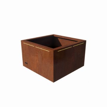 Plantenbak vierkant CortenStaal 100 cm - zijaanzicht
