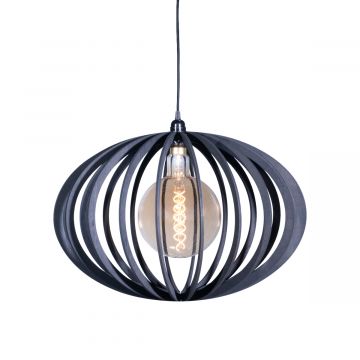 Zwarte ovale hanglamp met dimbare lichtbron - productfoto