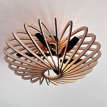 Plafond Ventilator-lamp 55 cm in Eikenhout - sfeerfoto